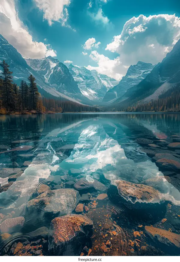 Serene Mountain Lake with Crystal Clear Water