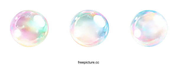 [Transparent Background PNG]Colorful Soap Bubbles Against White Background