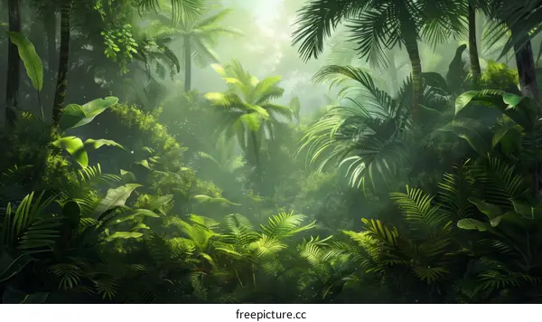 The dense vegetation of the jungle