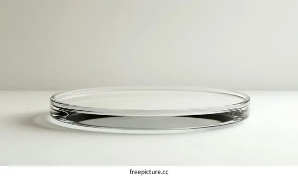 Empty Glass Petri Dish on White Background