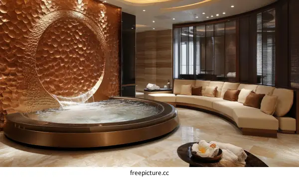 Luxury Spa Hot Tub with Waterfall Wall