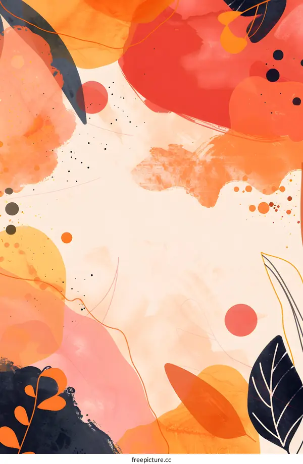 Abstract Watercolor Background with Orange and Pink Colors