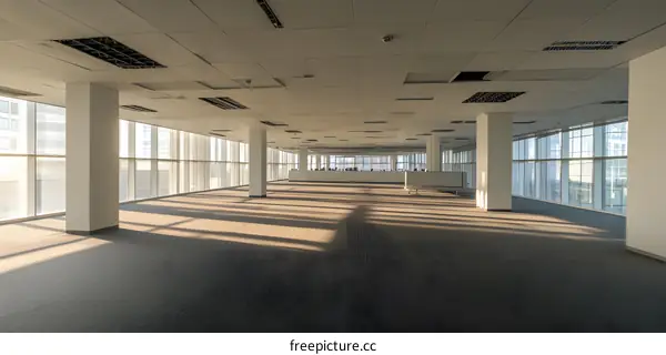 Empty Modern Office Space With Large Windows