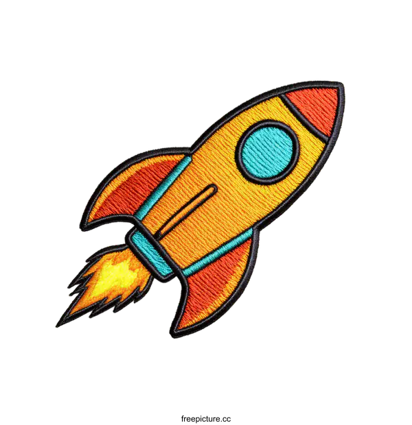 [Transparent Background PNG]Colorful Rocket Patch Design
