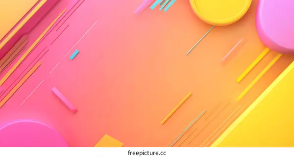 Abstract Geometric Shapes Pink Yellow Background Design
