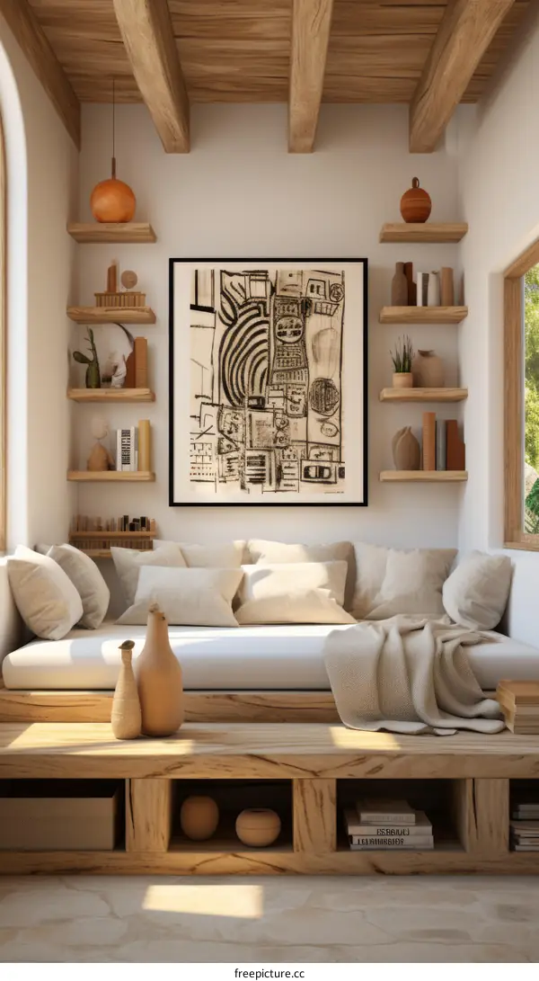 Abstract painting in a living room