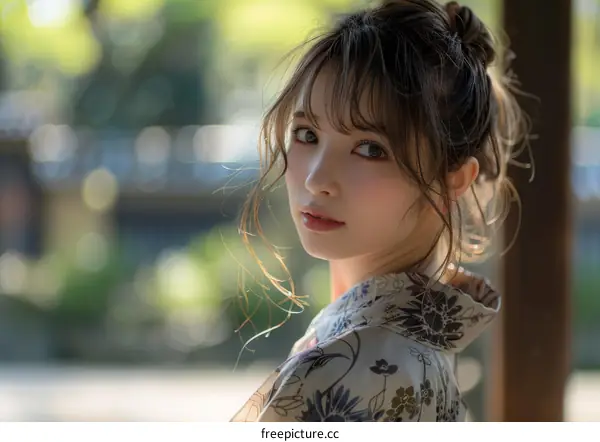 Asian Woman in Traditional Japanese Dress