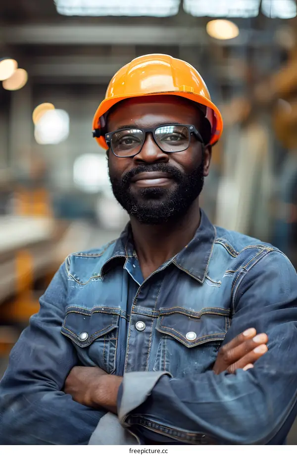 Confident African American engineer in a factory