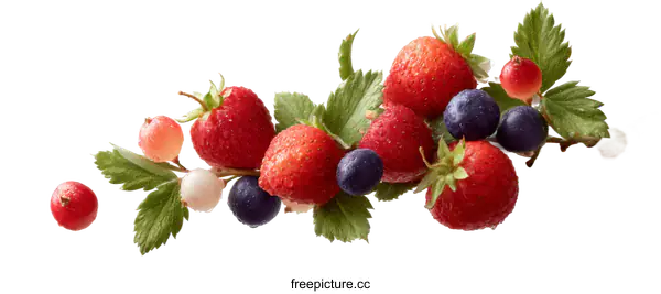 [Transparent Background PNG]Assortment of Fresh Berries with Dew Drops
