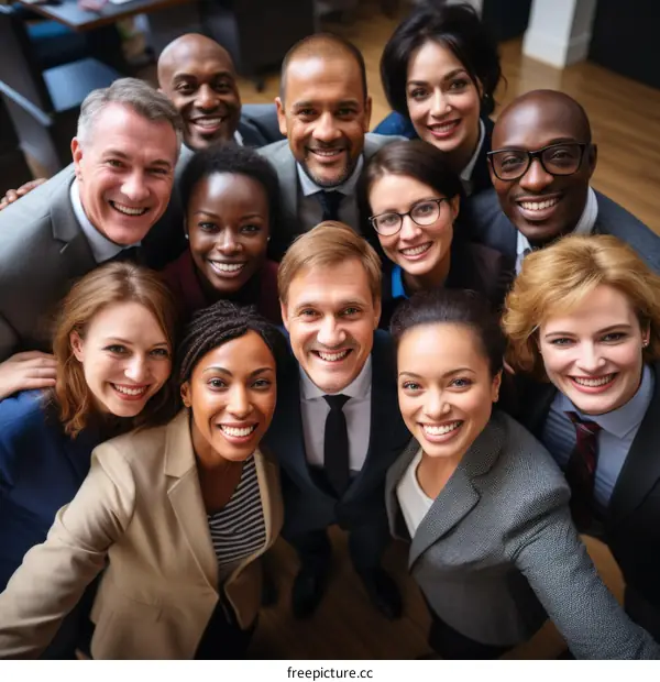 Group of happy multiethnic business people posing together