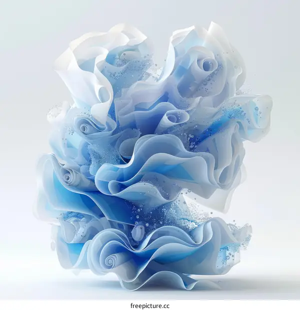 Abstract Blue and White Flower Petals with Water Drops