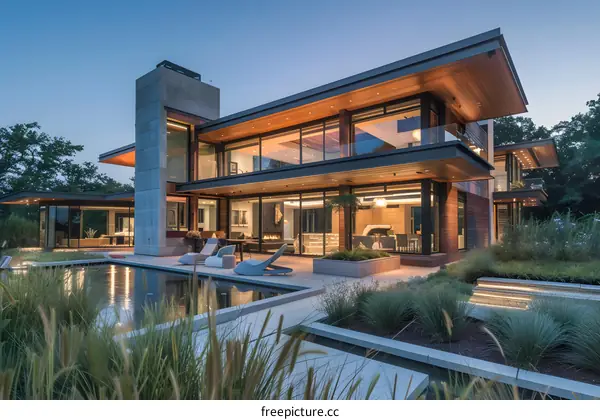 Modern House with Swimming Pool and Landscape Design