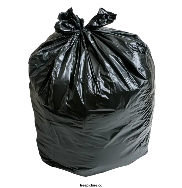 [Transparent Background PNG]Black Garbage Bag on White Background