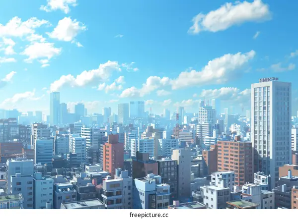 Cityscape Illustration on a Sunny Day