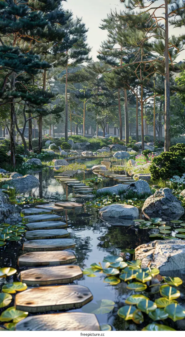 Stepping Stones in a Japanese Zen Garden