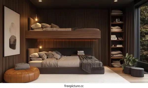Modern Wooden Bunk Bed Bedroom Design