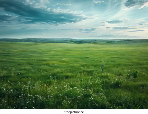 Green rolling hills under a blue sky with white clouds