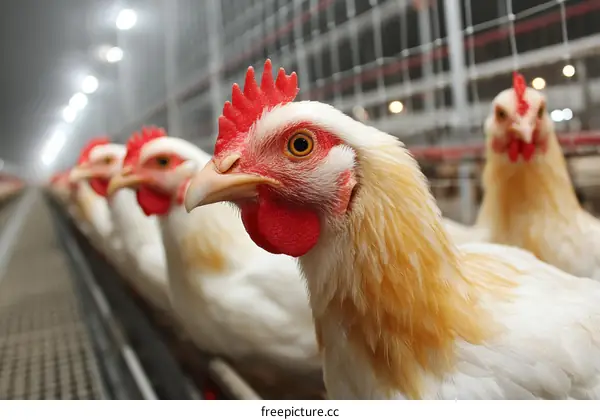 White Chicken Farm Poultry Industrial Farming