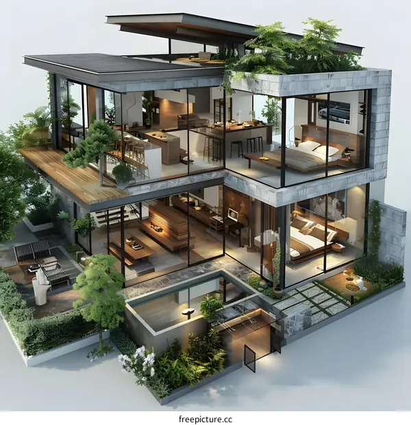 A modern and minimalist villa