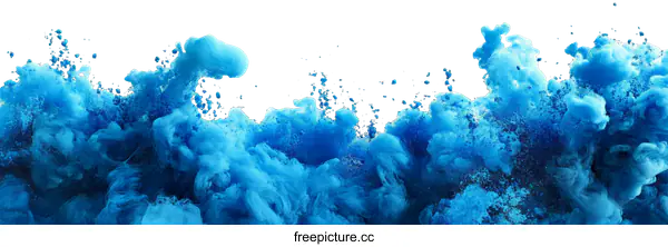 [Transparent Background PNG]Abstract Blue Ink Explosion on White Background