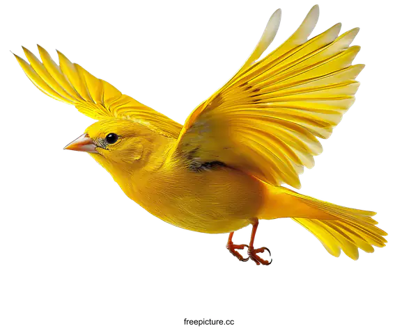 [Transparent Background PNG]A Vibrant Yellow Bird in Flight