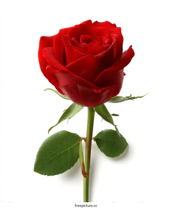 Beautiful Red Rose Close-up on White Background