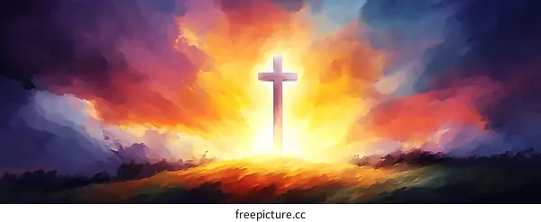 Religious Artistic Cross on a Hilltop