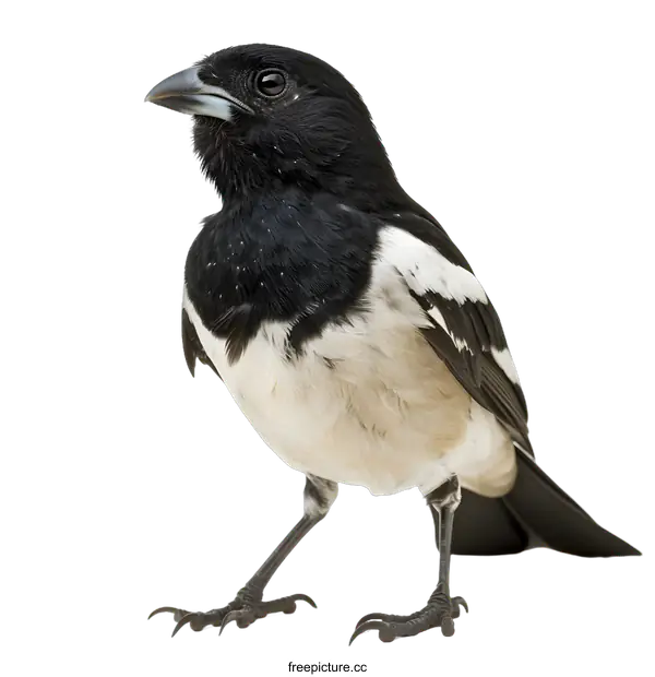 [Transparent Background PNG]Black and White Bird with a Pink Chest