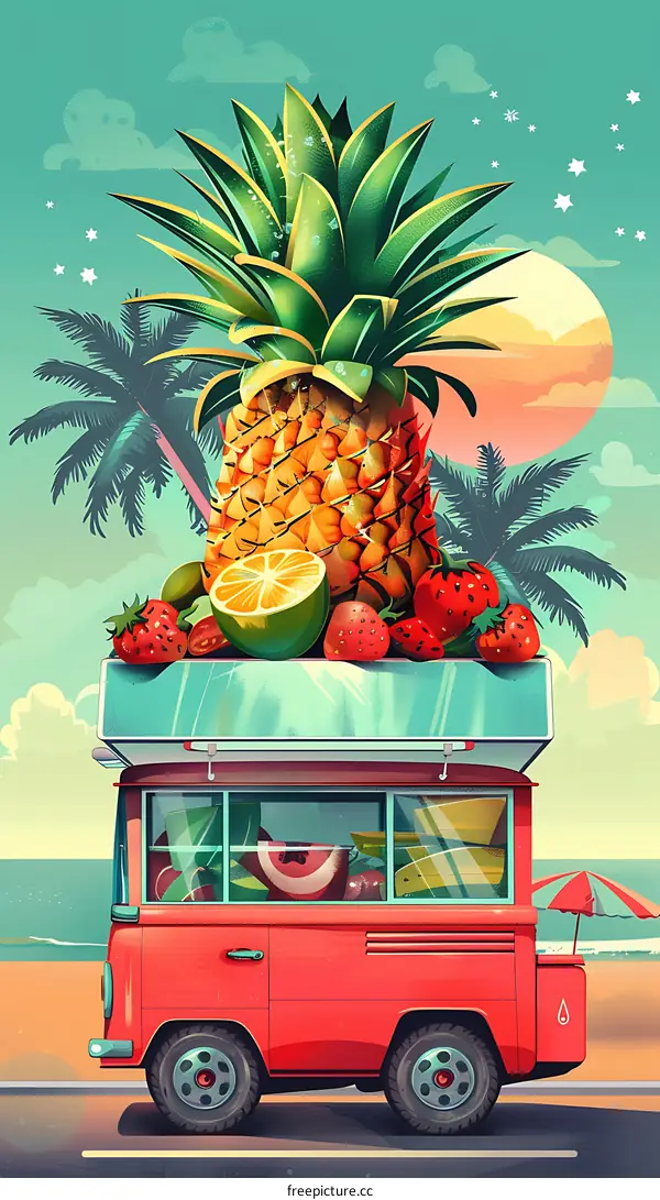 Summer Fruit Van Illustration