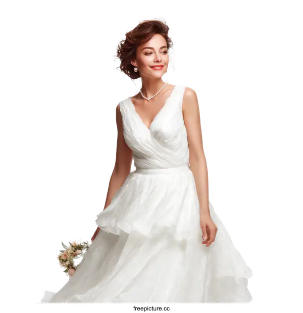 [Transparent Background PNG]Elegant Caucasian Woman in a Wedding Dress