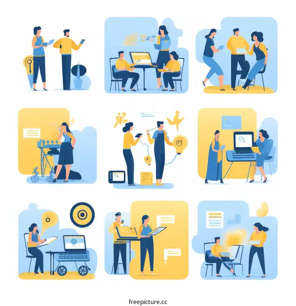 A group of people working together in an office