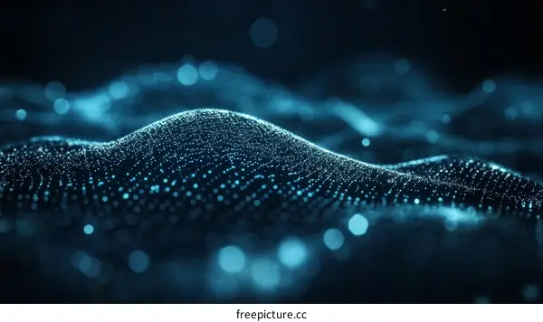 Abstract Digital Wave of Light Particles