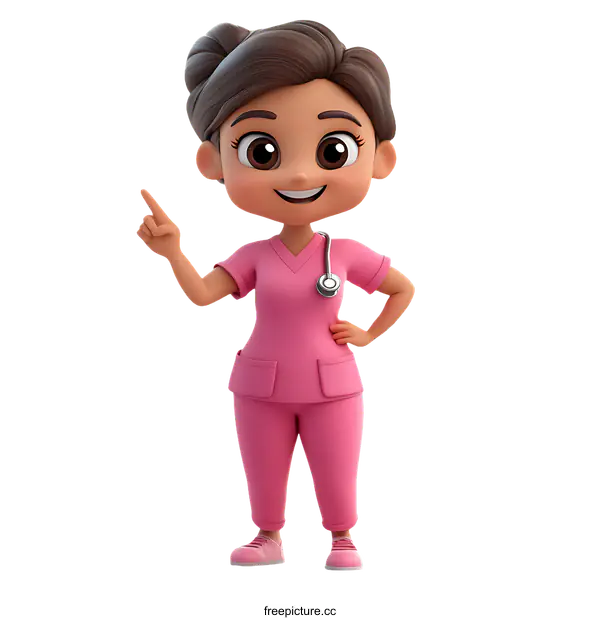 [Transparent Background PNG]Cartoon Female Doctor Pointing Illustration