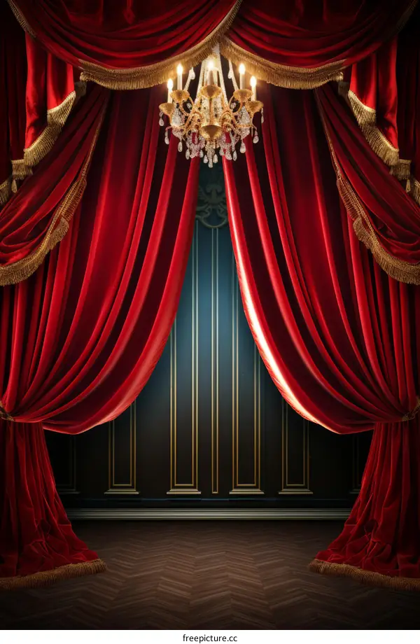 Red and gold theater curtains background