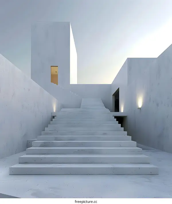 Minimalist White Concrete Staircase Architecture Design