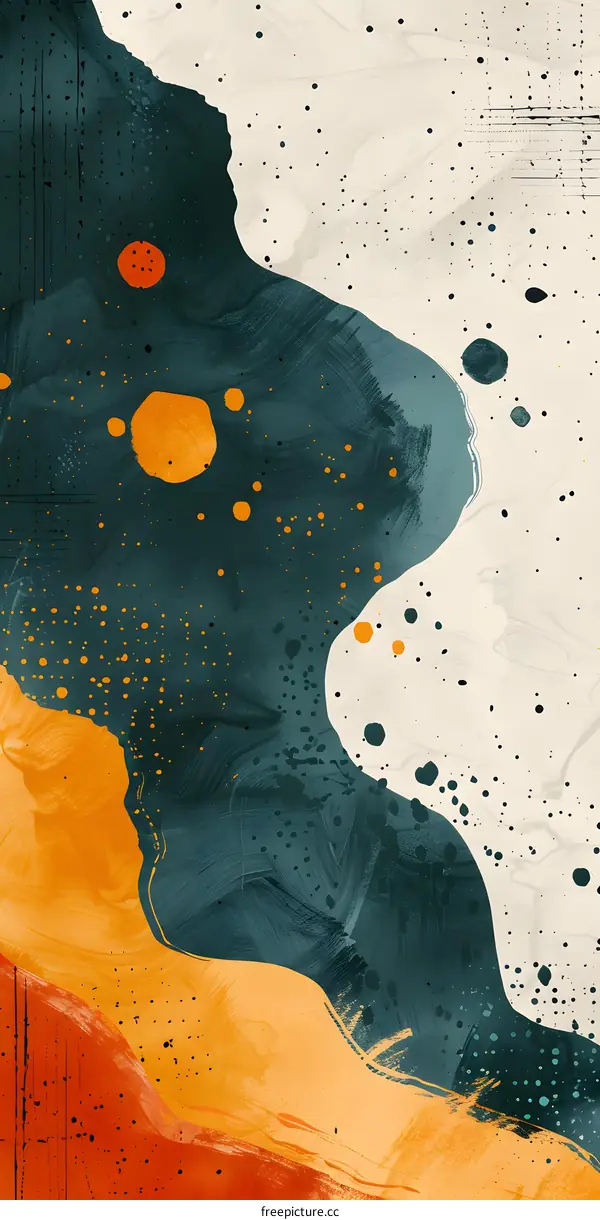 Abstract Painting with Orange and Blue