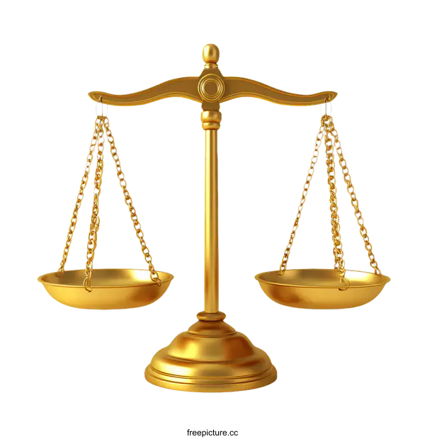 [Transparent Background PNG]Golden Scales of Justice Illustration