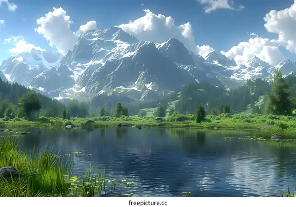 Mountains and lake