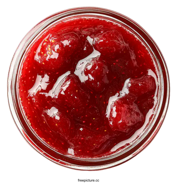 [Transparent Background PNG]Strawberry Jam in Glass Jar Close-up