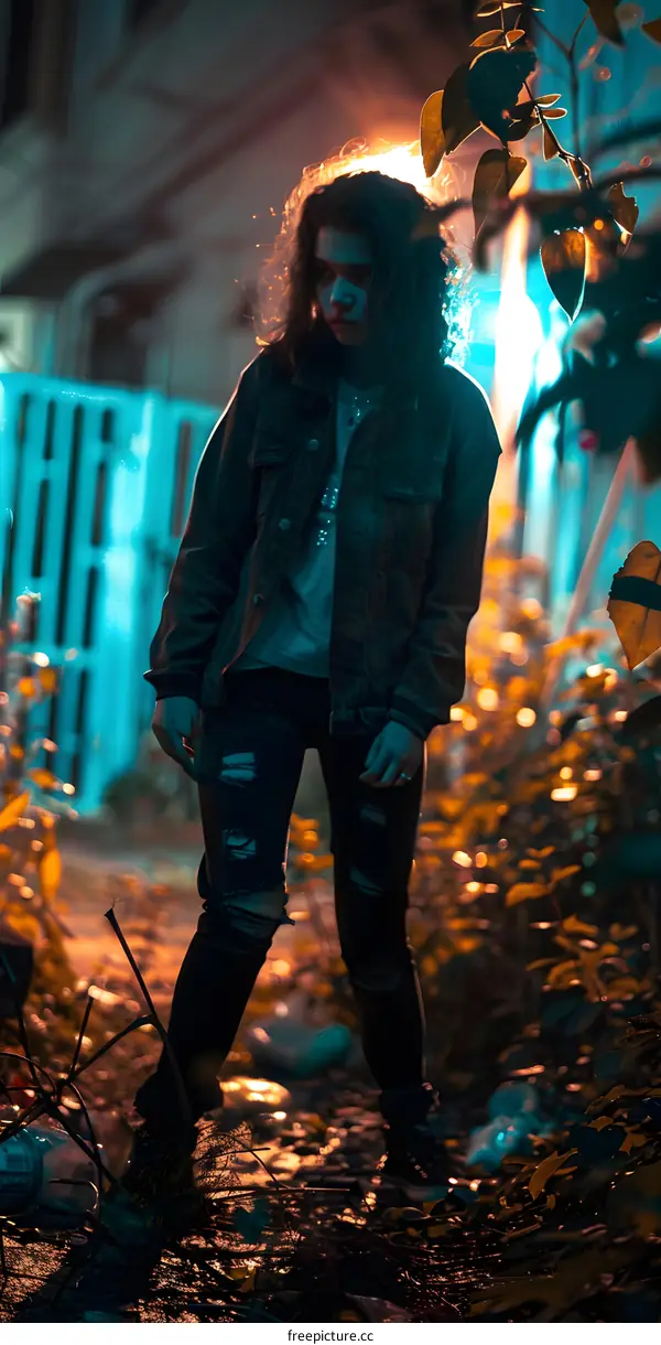 Young Woman Standing in the Shadows