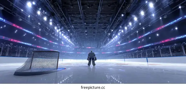 Hockey Goalie in Empty Arena