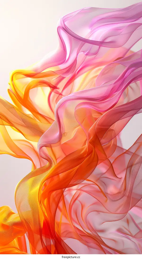 Colorful abstract 3D rendering of flowing cloth