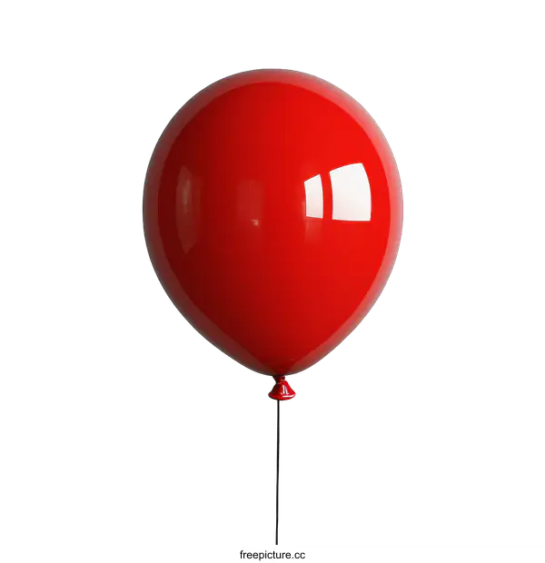 [Transparent Background PNG]A Glossy Red Balloon Against a White Background