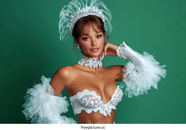 Elegant Woman in a Vintage-Inspired White Outfit