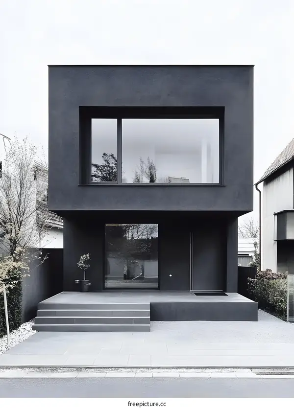 Modern Black House Architecture Exterior With Minimalist Design