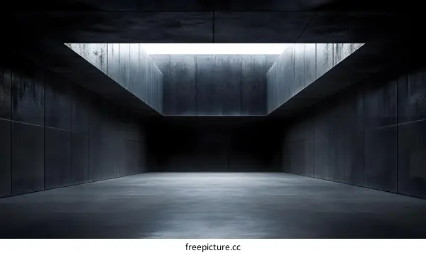 Minimalist Concrete Room With Square Skylight