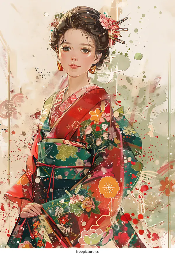 A Japanese Geisha in a Kimono