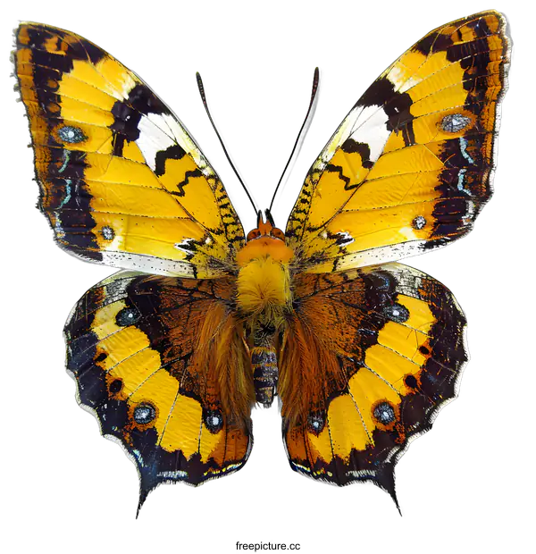 [Transparent Background PNG]Close Up of a Yellow and Brown Butterfly