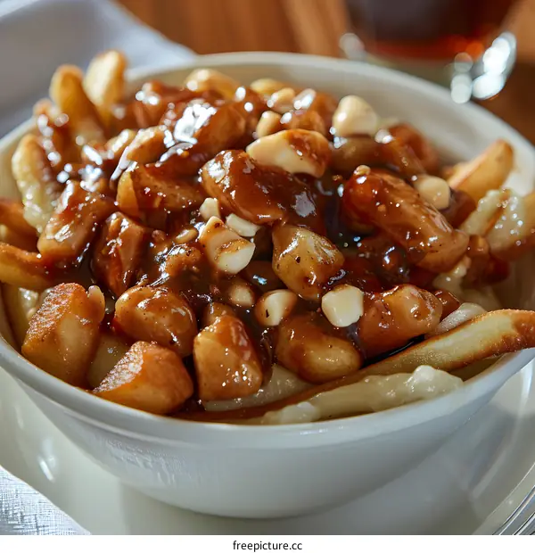 Poutine with gravy and cheese curds