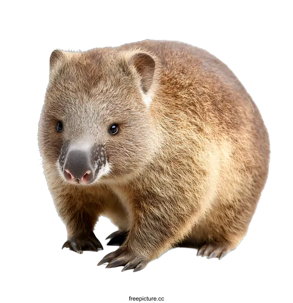 [Transparent Background PNG]Cute Wombat Sitting on White Background